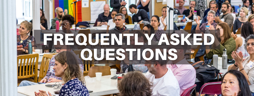 ‘Frequently asked questions’ placed over image of members at the Annual General Assembly 